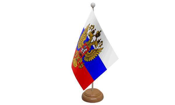 Russia (Crest) Small Flag with Wooden Stands